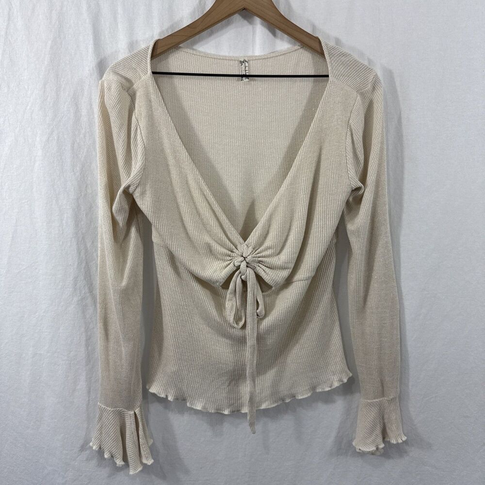 Free People Intimately Say When Cream Boho Top Womens Sz L Shimmer Boho Festival
